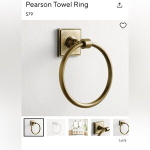 New Pottery Barn Pearsons tumbled brass Towel Ring